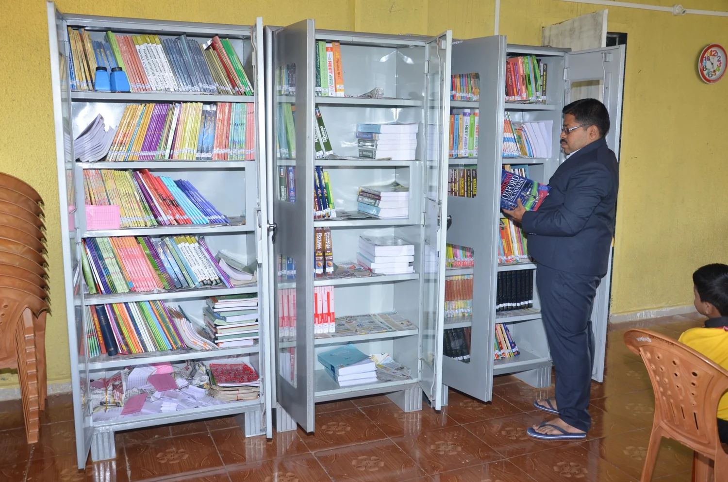 Book cabinets inside the SSKEMS library.